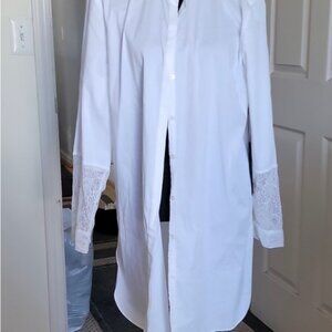 Brand new Chico’s black label long white shirt with lace detail.